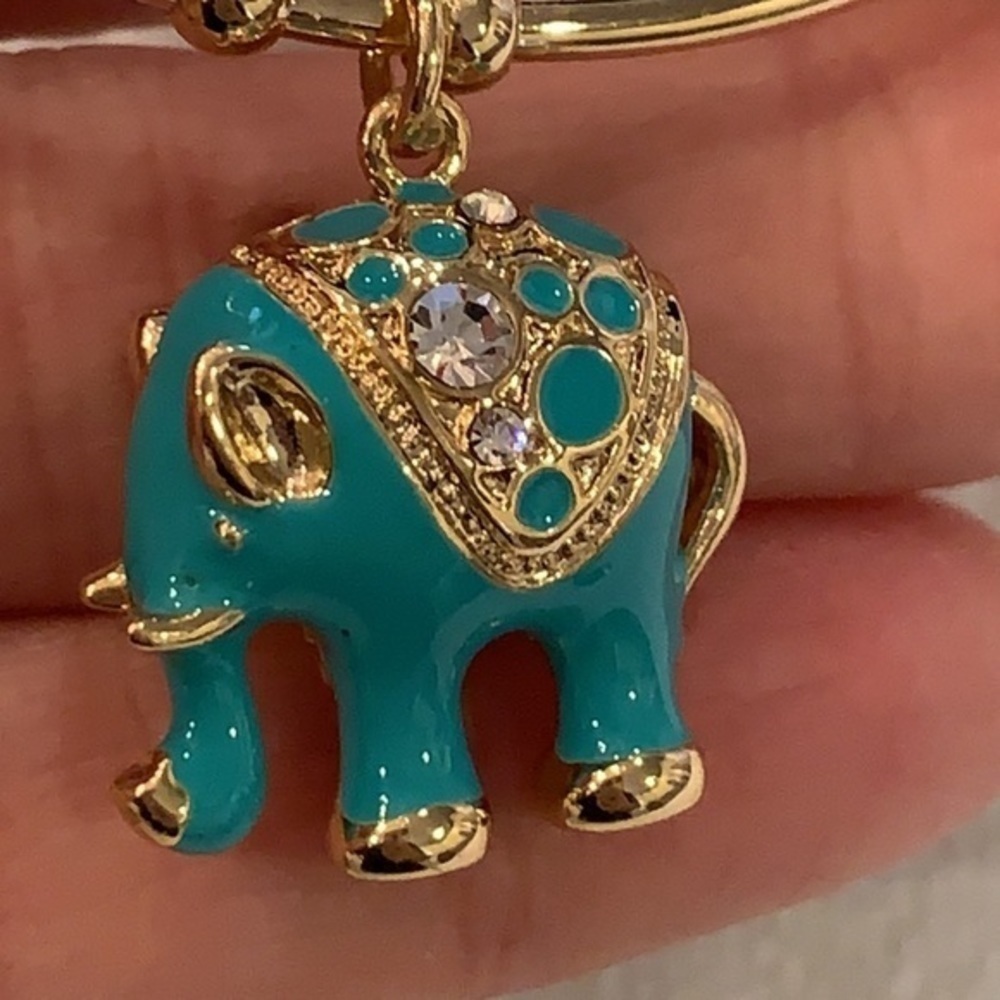 💐5/25 elephant charm bangle gold tone bracelet - Picture 2 of 8